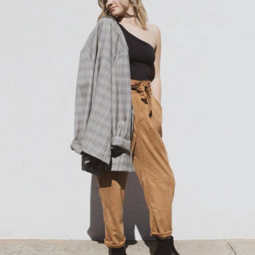 Free People Nightfall Vegan Suede Pant Camel